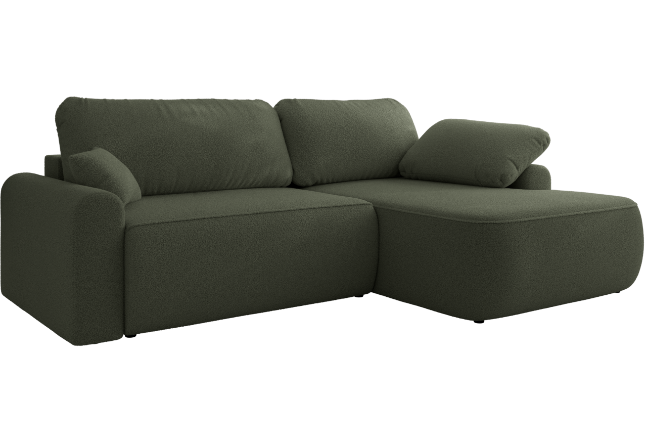 Narożnik CUBO L - strona prawa - ciemnozielony, boucle