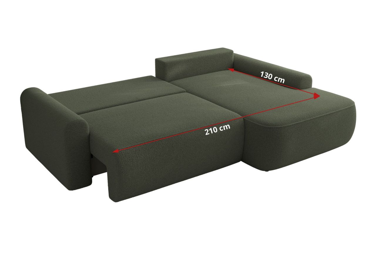 Narożnik CUBO L - strona prawa - ciemnozielony, boucle