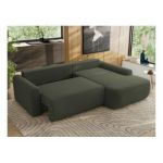 Narożnik CUBO L - strona prawa - ciemnozielony, boucle