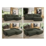 Narożnik CUBO L - strona prawa - ciemnozielony, boucle