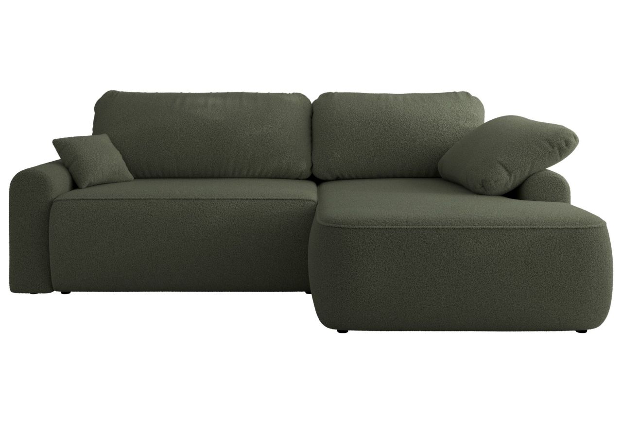 Narożnik CUBO L - strona prawa - ciemnozielony, boucle