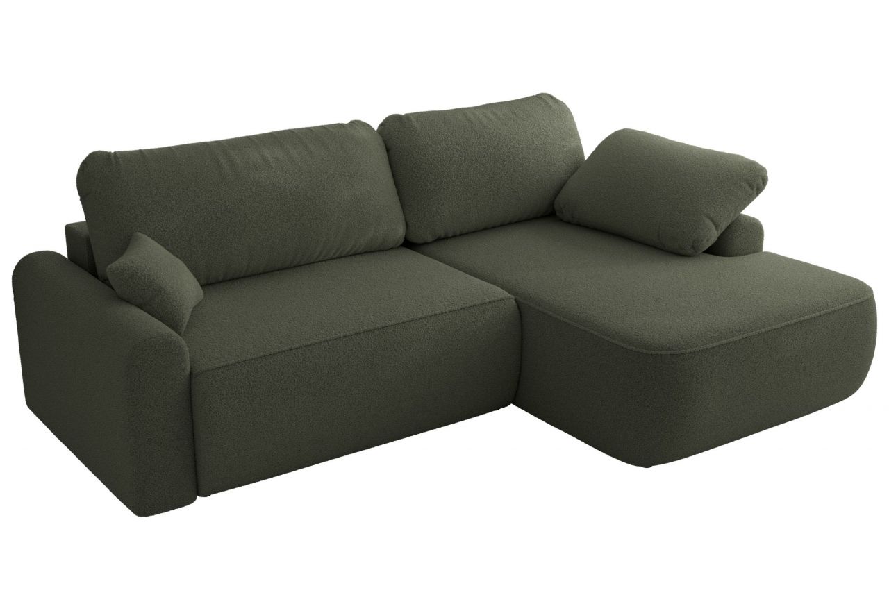 Narożnik CUBO L - strona prawa - ciemnozielony, boucle