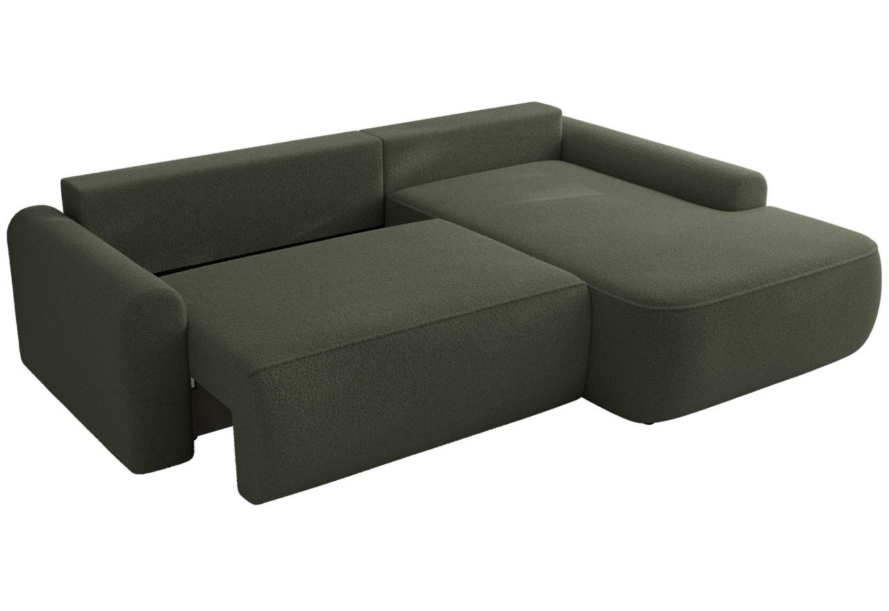 Narożnik CUBO L - strona prawa - ciemnozielony, boucle