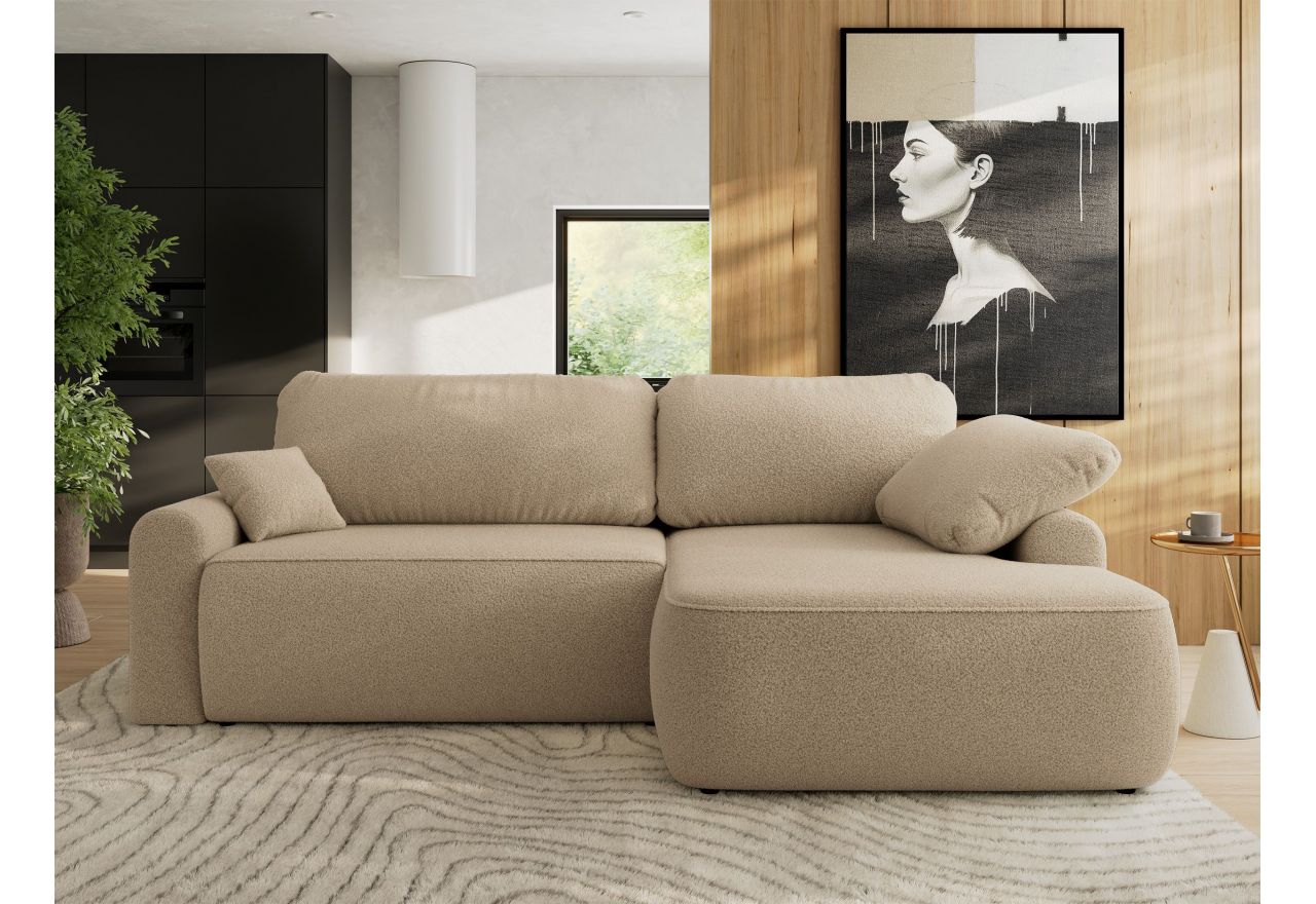 Narożnik CUBO L - strona prawa - jasnobrązowy, boucle