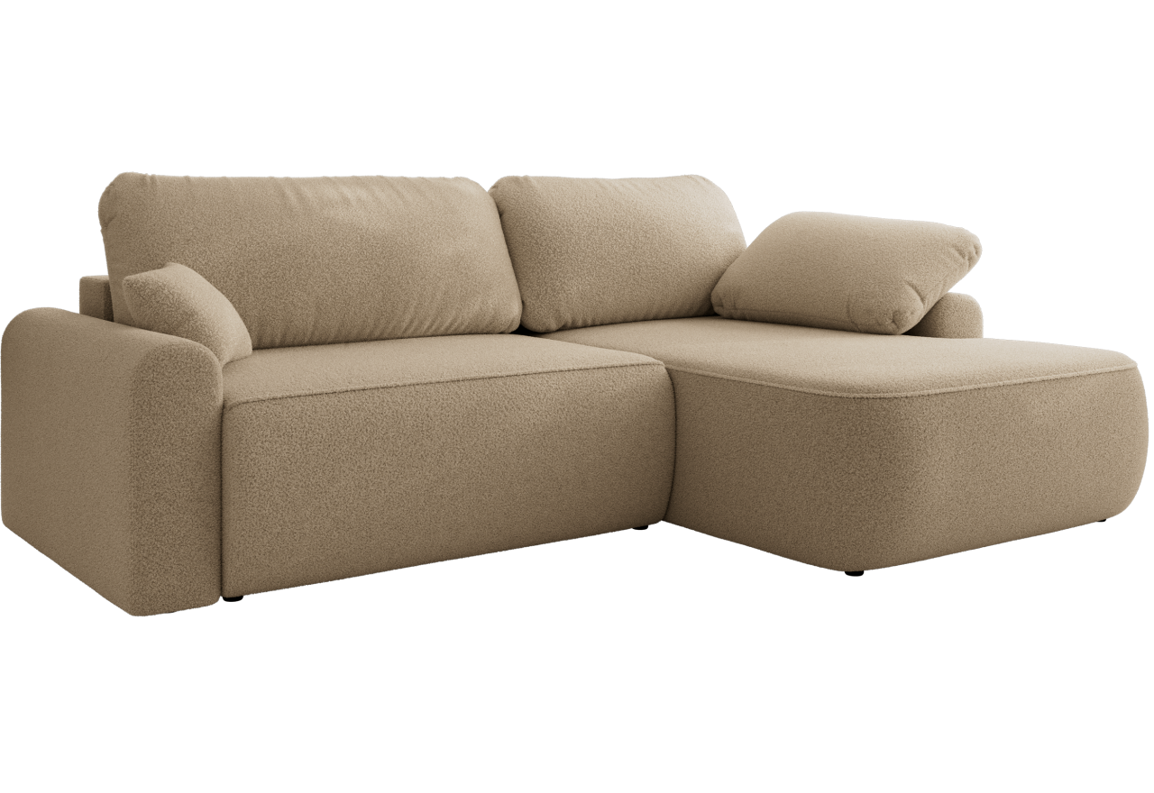 Narożnik CUBO L - strona prawa - jasnobrązowy, boucle