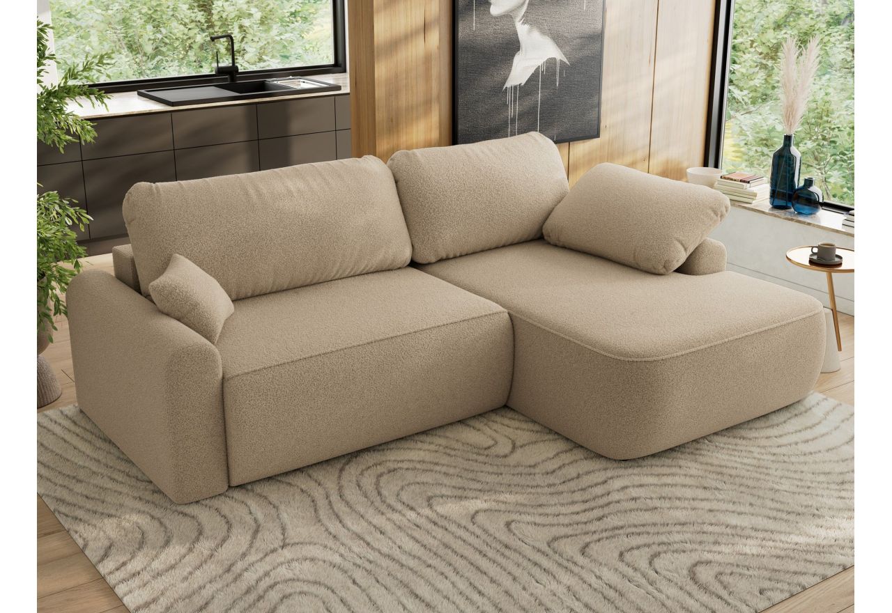 Narożnik CUBO L - strona prawa - jasnobrązowy, boucle