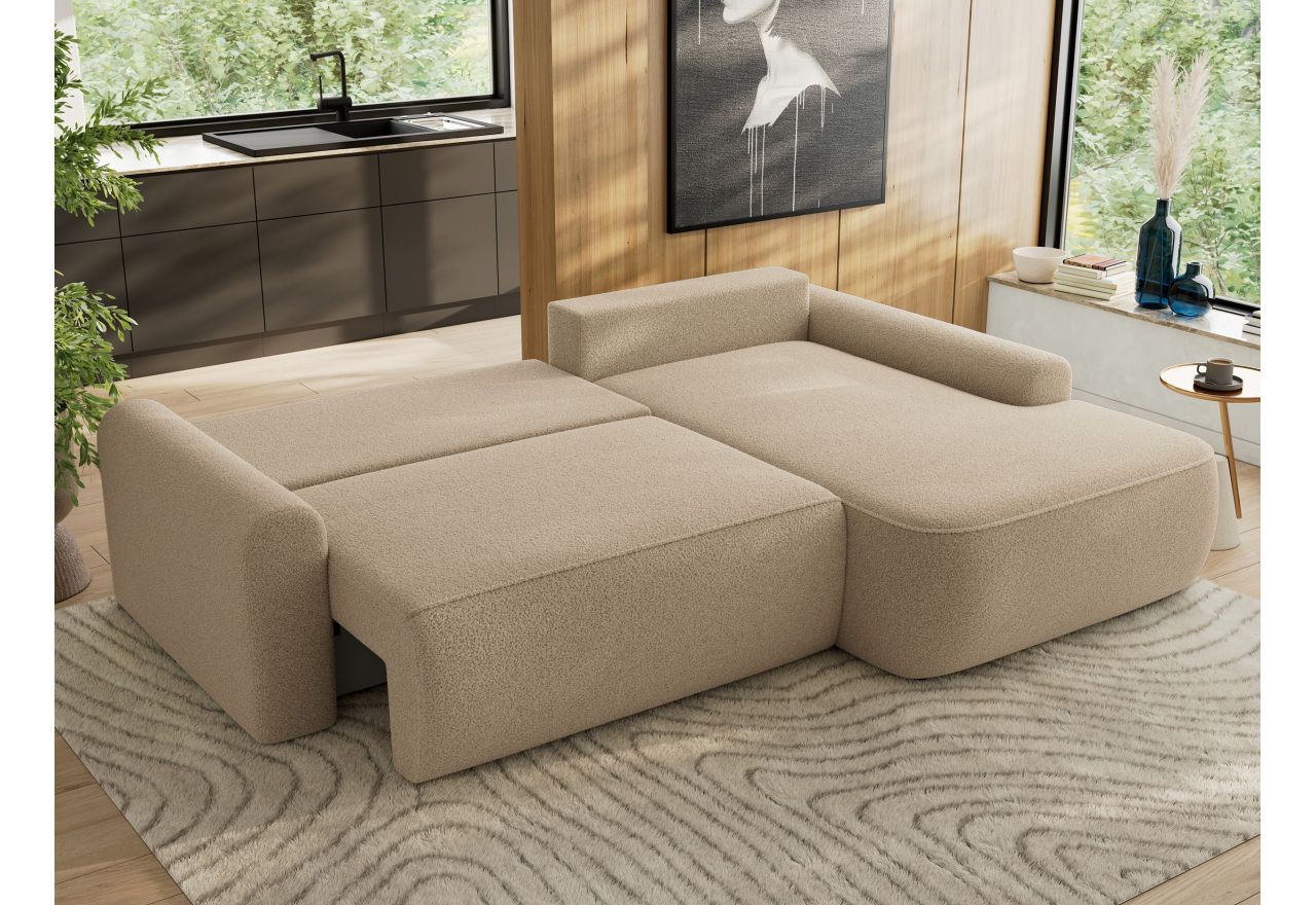 Narożnik CUBO L - strona prawa - jasnobrązowy, boucle