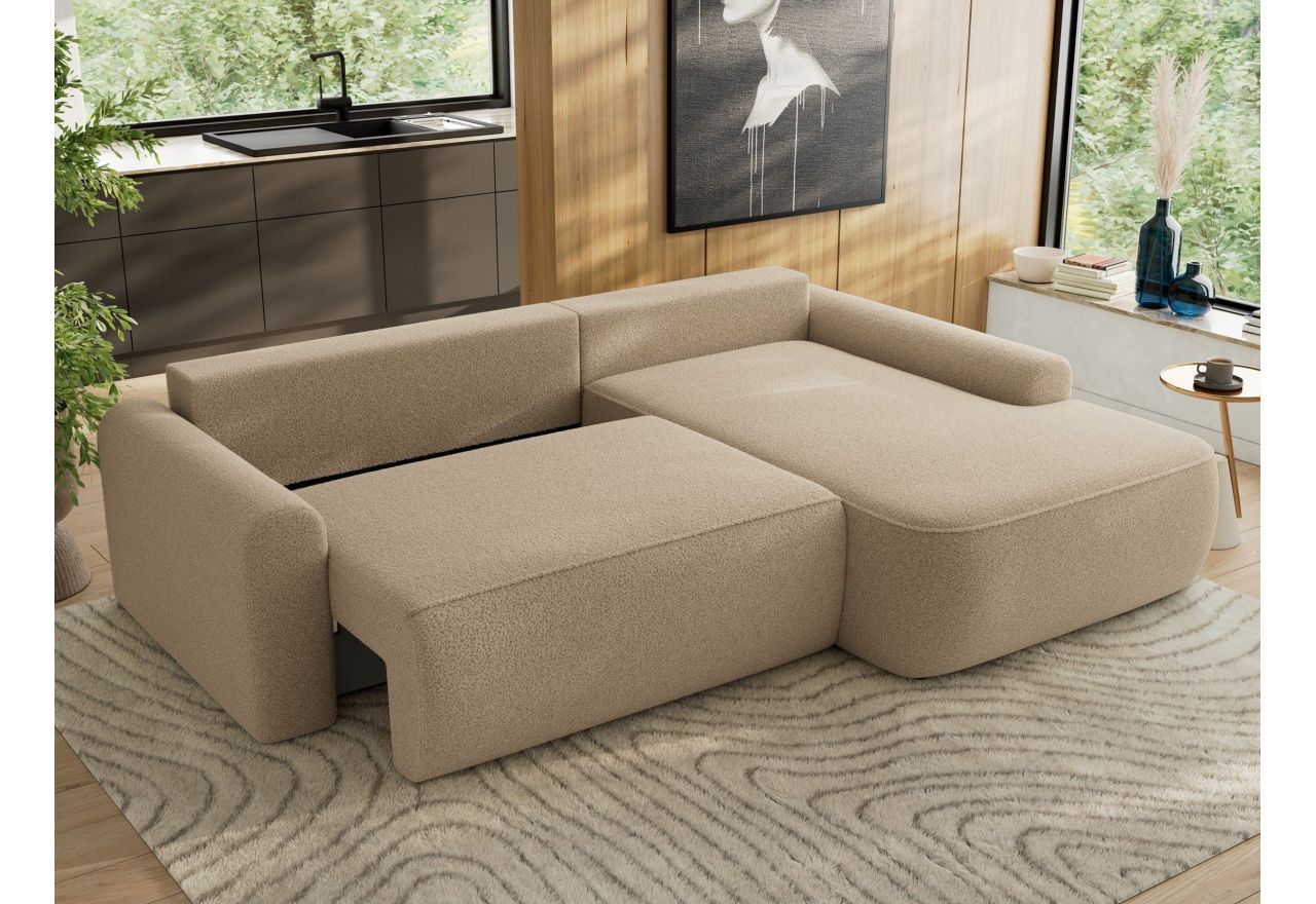 Narożnik CUBO L - strona prawa - jasnobrązowy, boucle