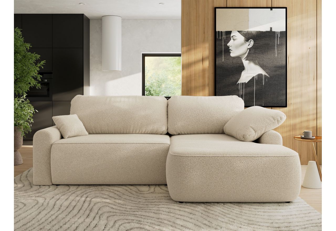 Narożnik CUBO L - strona prawa - beżowy, boucle