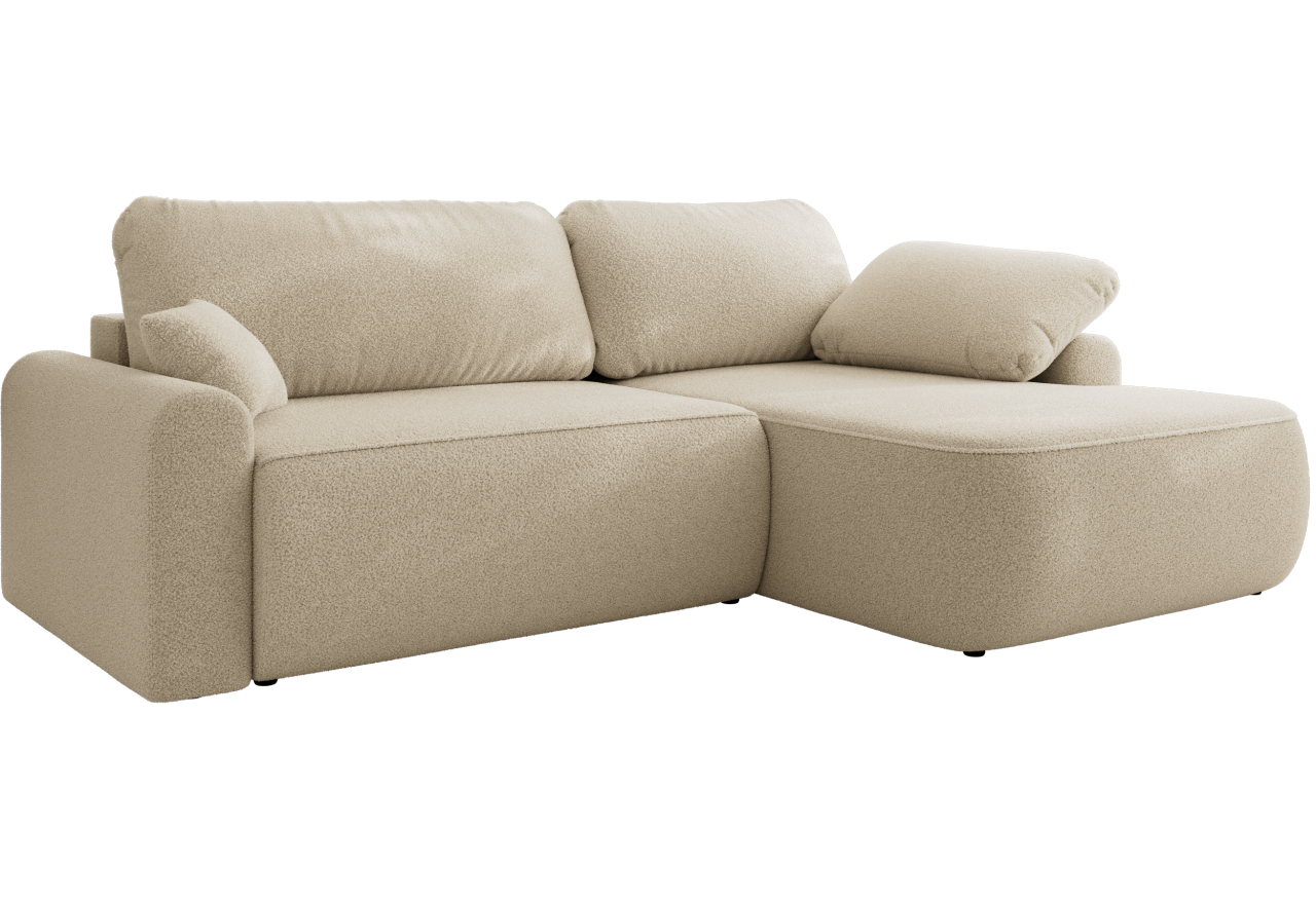 Narożnik CUBO L - strona prawa - beżowy, boucle