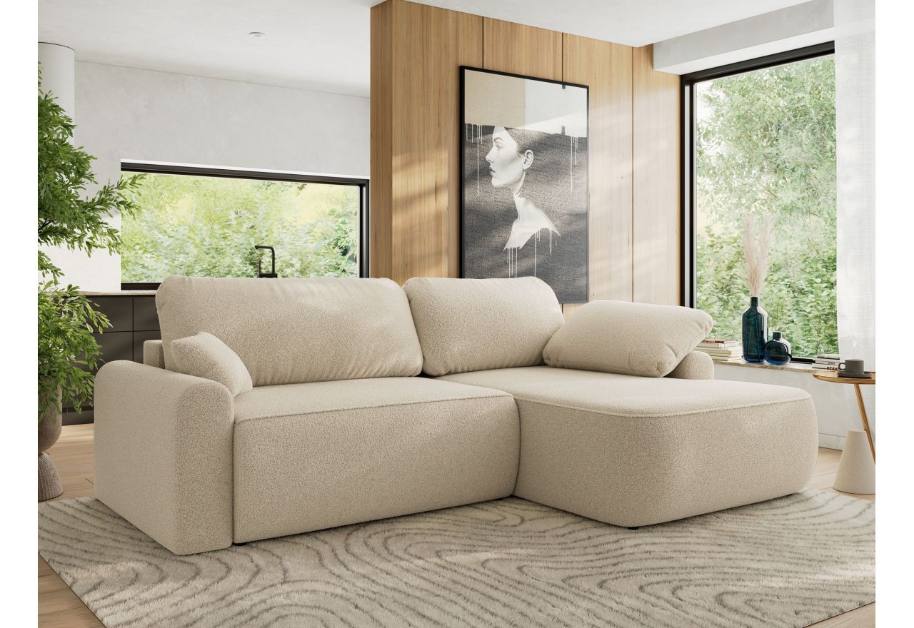 Narożnik CUBO L - strona prawa - beżowy, boucle