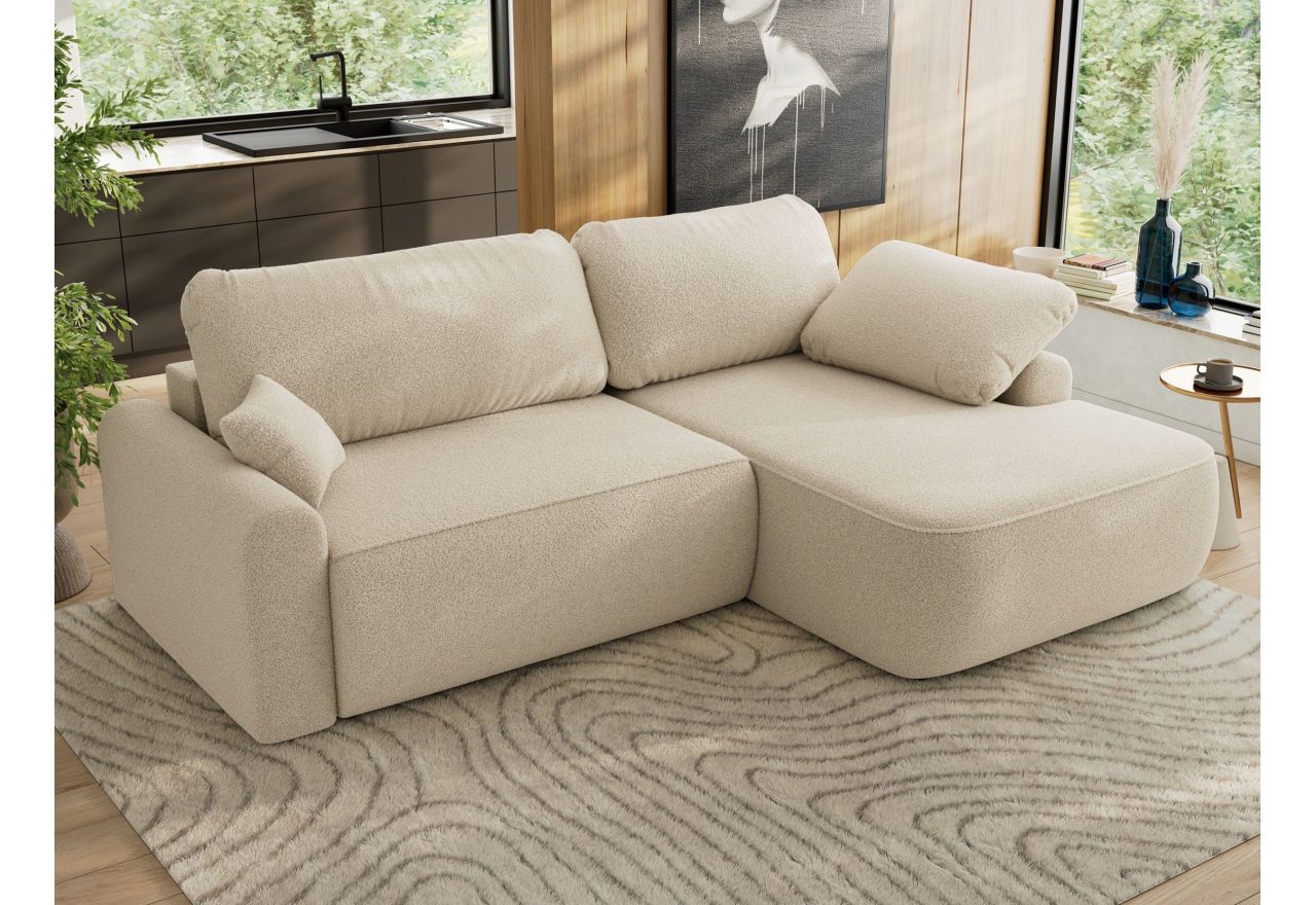 Narożnik CUBO L - strona prawa - beżowy, boucle