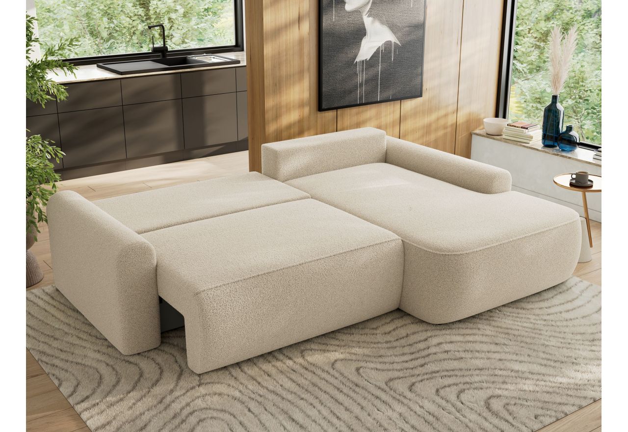 Narożnik CUBO L - strona prawa - beżowy, boucle