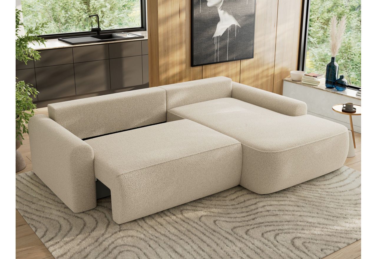 Narożnik CUBO L - strona prawa - beżowy, boucle