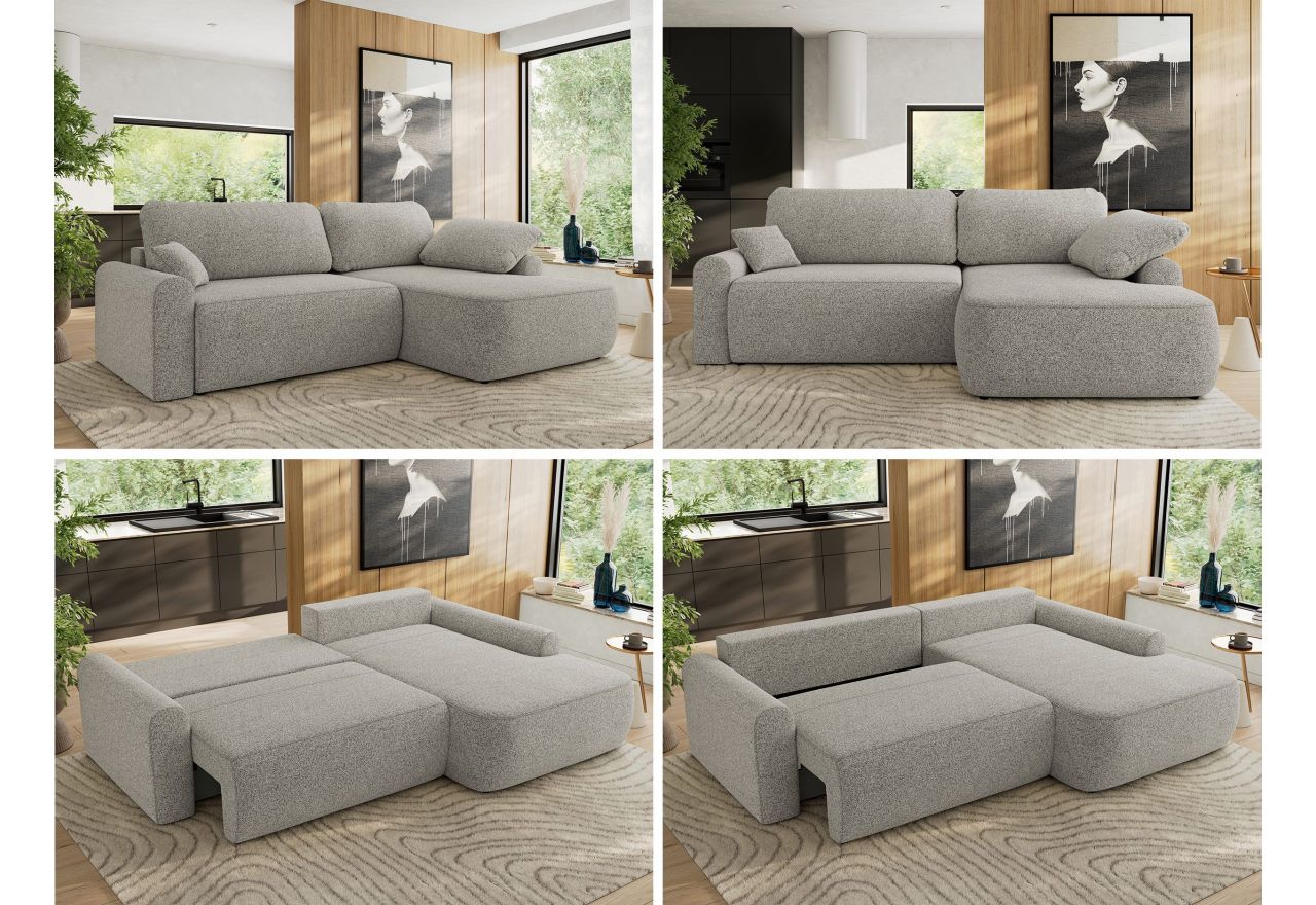 Narożnik CUBO L - strona prawa - jasnoszary, struktura