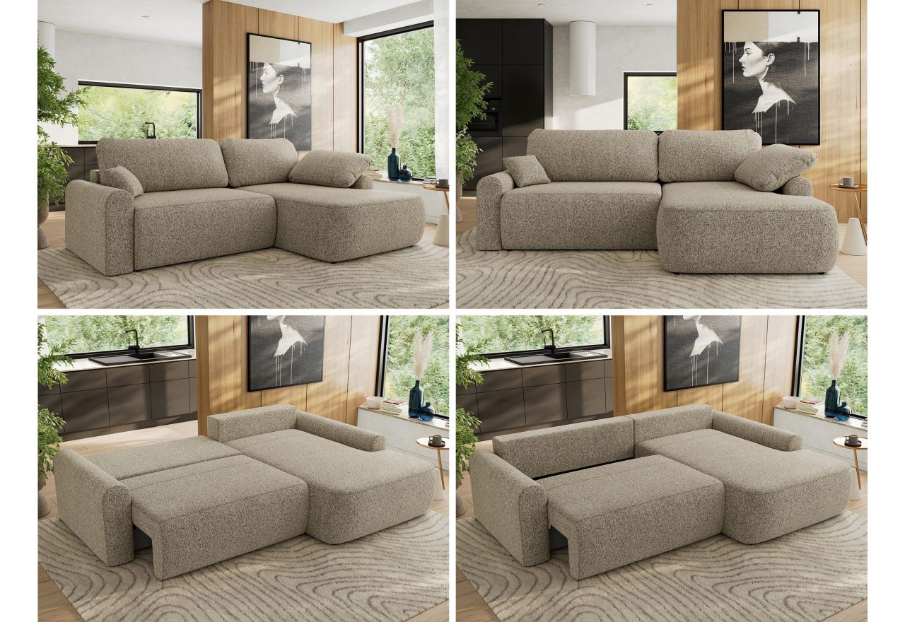 Narożnik CUBO L - strona prawa - ciemnobeżowy, struktura