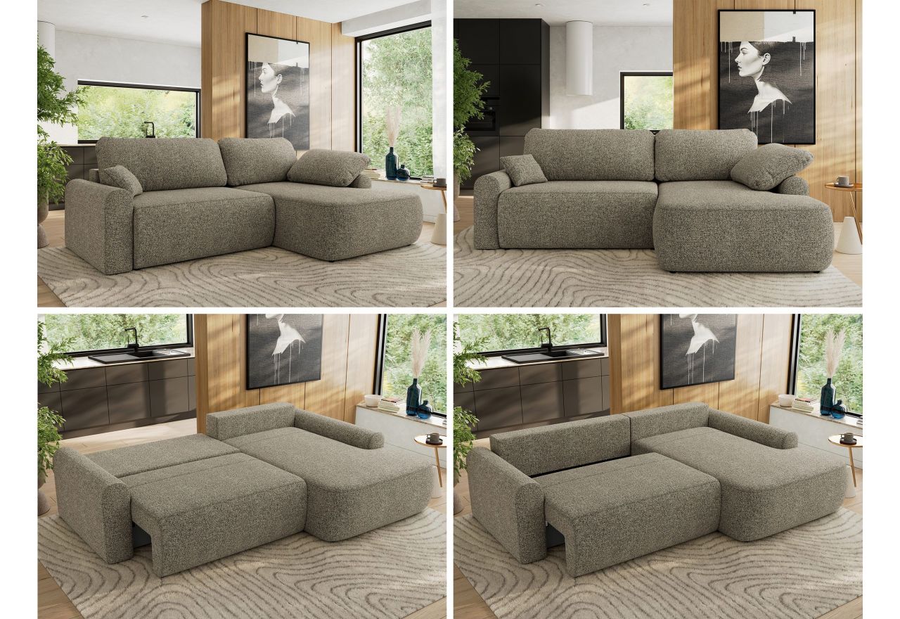 Narożnik CUBO L - strona prawa - szary, struktura