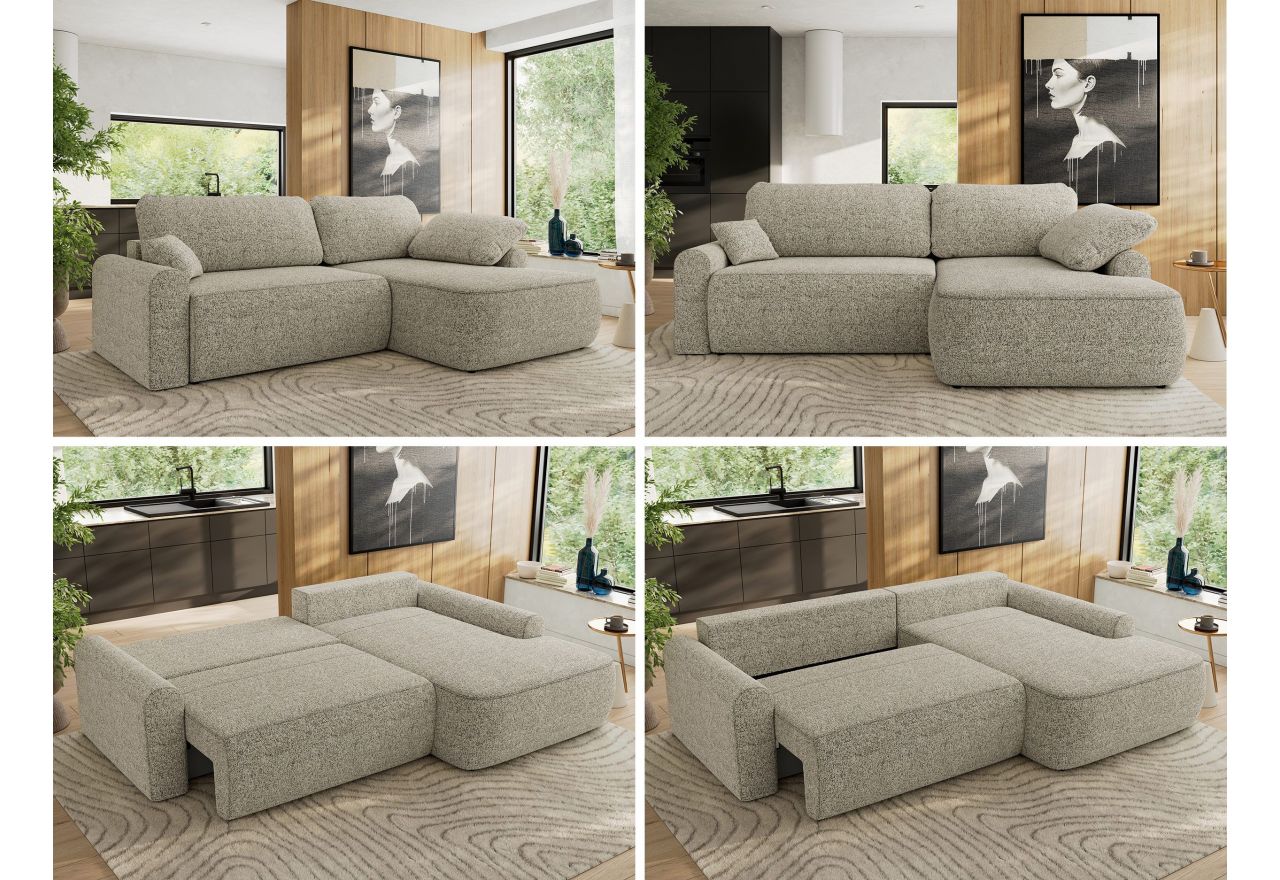 Narożnik CUBO L - strona prawa - beżowy, struktura