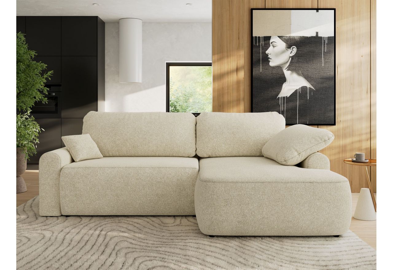 Narożnik CUBO L - strona prawa - kremowy, struktura