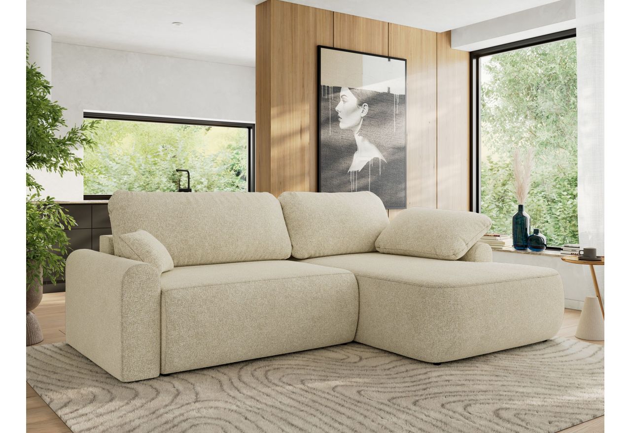 Narożnik CUBO L - strona prawa - kremowy, struktura