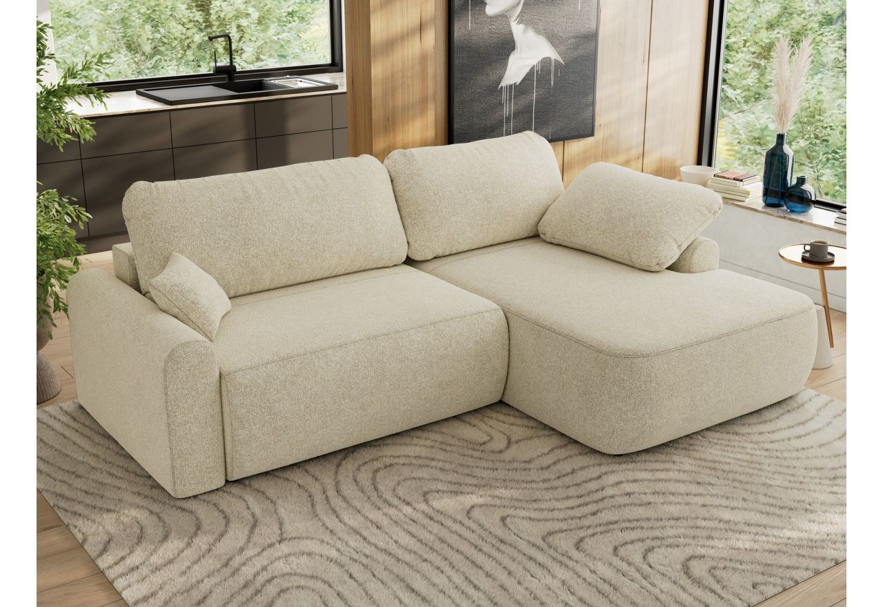 Narożnik CUBO L - strona prawa - kremowy, struktura