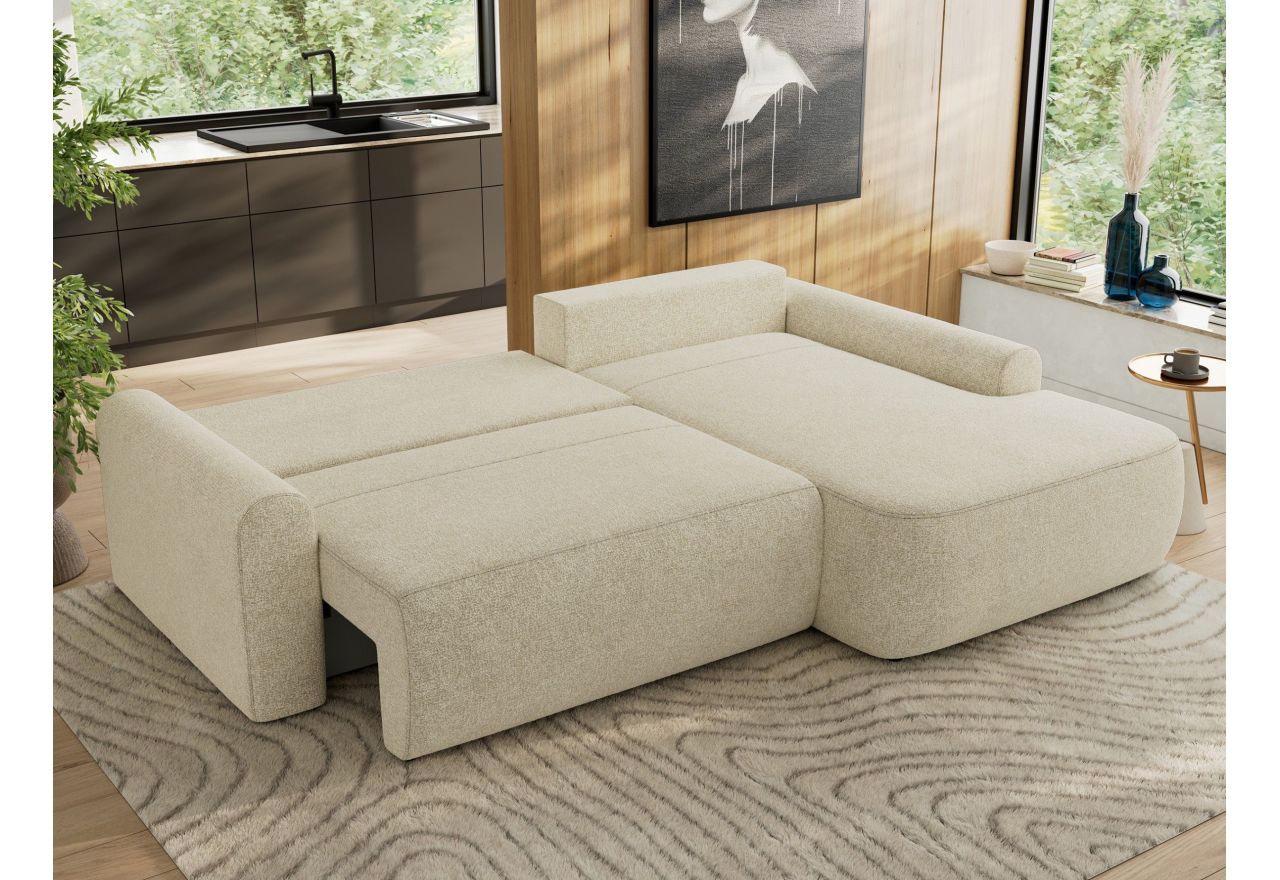 Narożnik CUBO L - strona prawa - kremowy, struktura