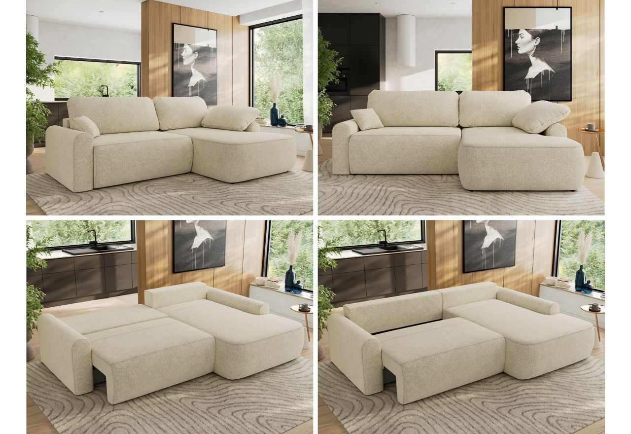 Narożnik CUBO L - strona prawa - kremowy, struktura