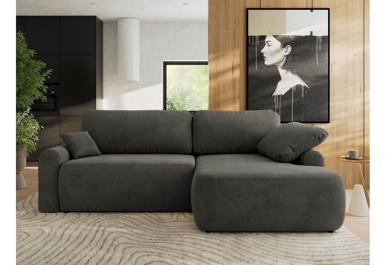 Narożnik CUBO L - strona prawa - ciemnoszary, welwet