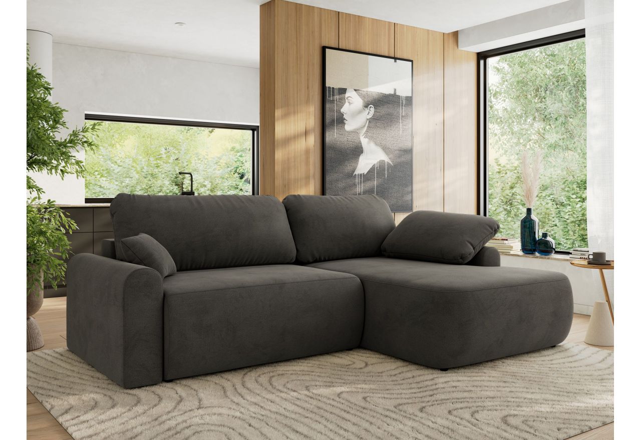 Narożnik CUBO L - strona prawa - ciemnoszary, welwet