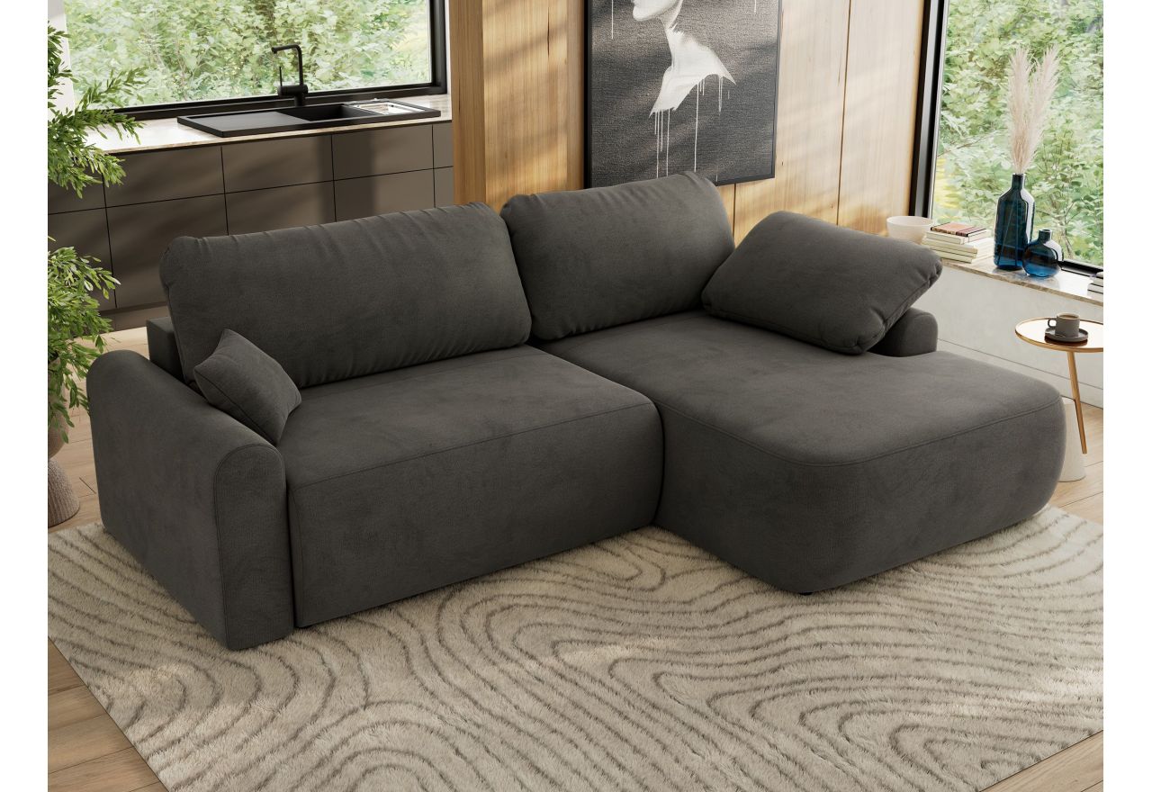 Narożnik CUBO L - strona prawa - ciemnoszary, welwet