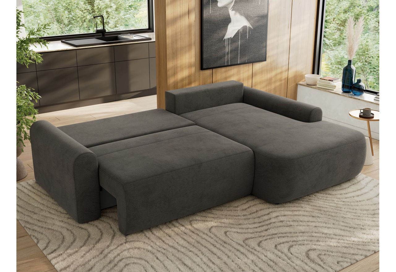 Narożnik CUBO L - strona prawa - ciemnoszary, welwet