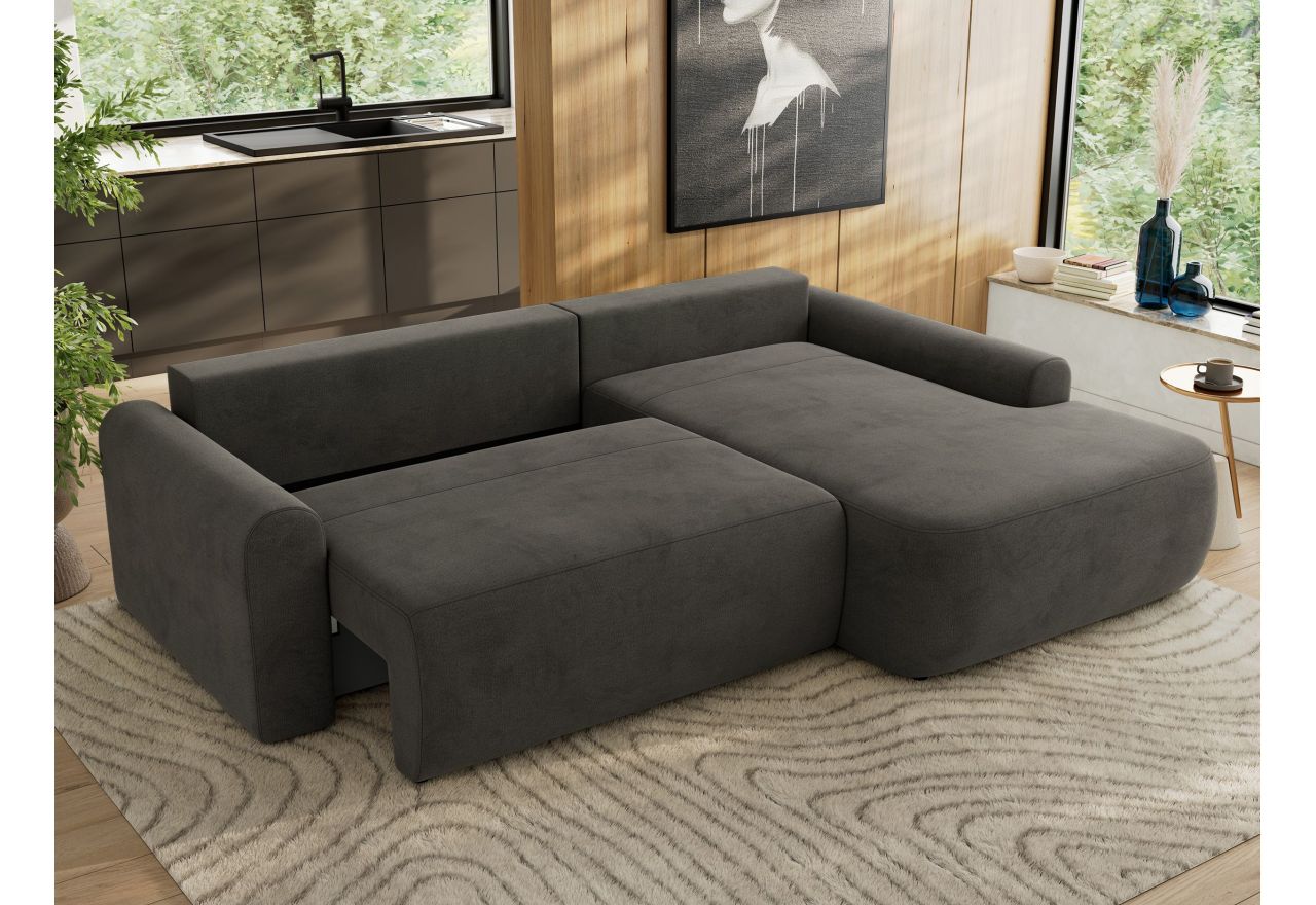 Narożnik CUBO L - strona prawa - ciemnoszary, welwet