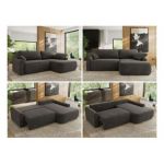 Narożnik CUBO L - strona prawa - ciemnoszary, welwet