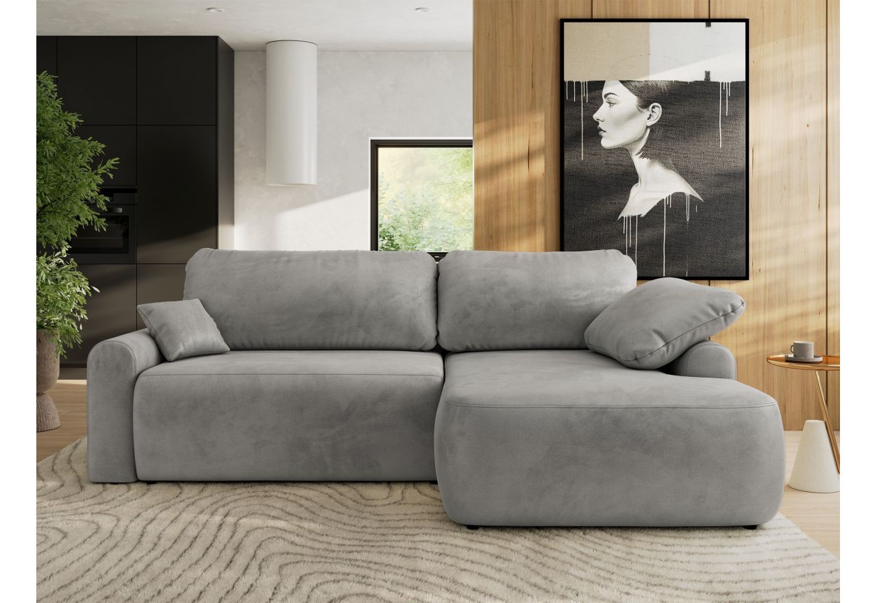 Narożnik CUBO L - strona prawa - jasnoszary, welwet