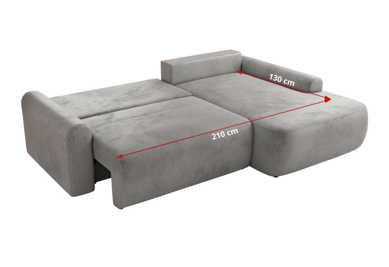 Narożnik CUBO L - strona prawa - jasnoszary, welwet