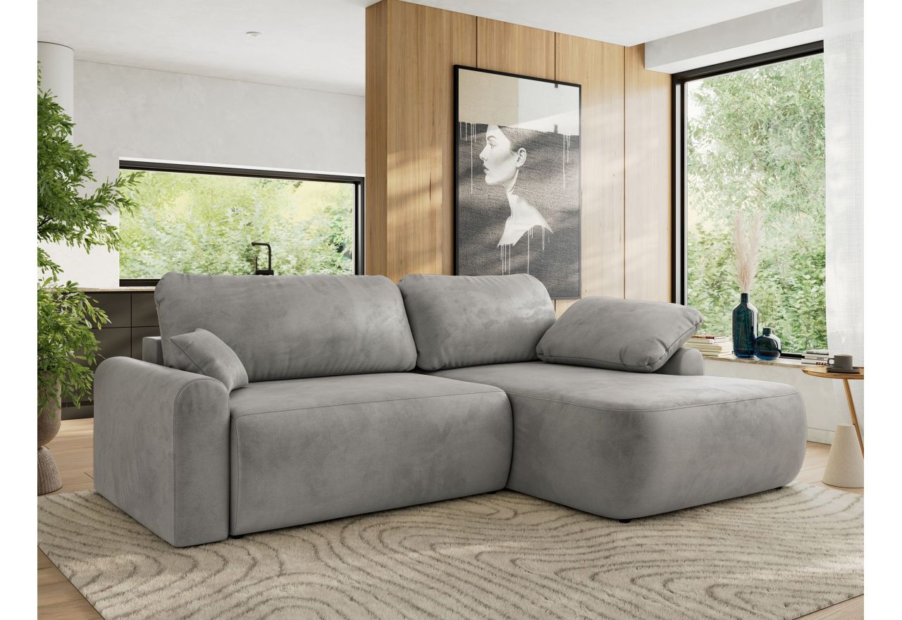 Narożnik CUBO L - strona prawa - jasnoszary, welwet