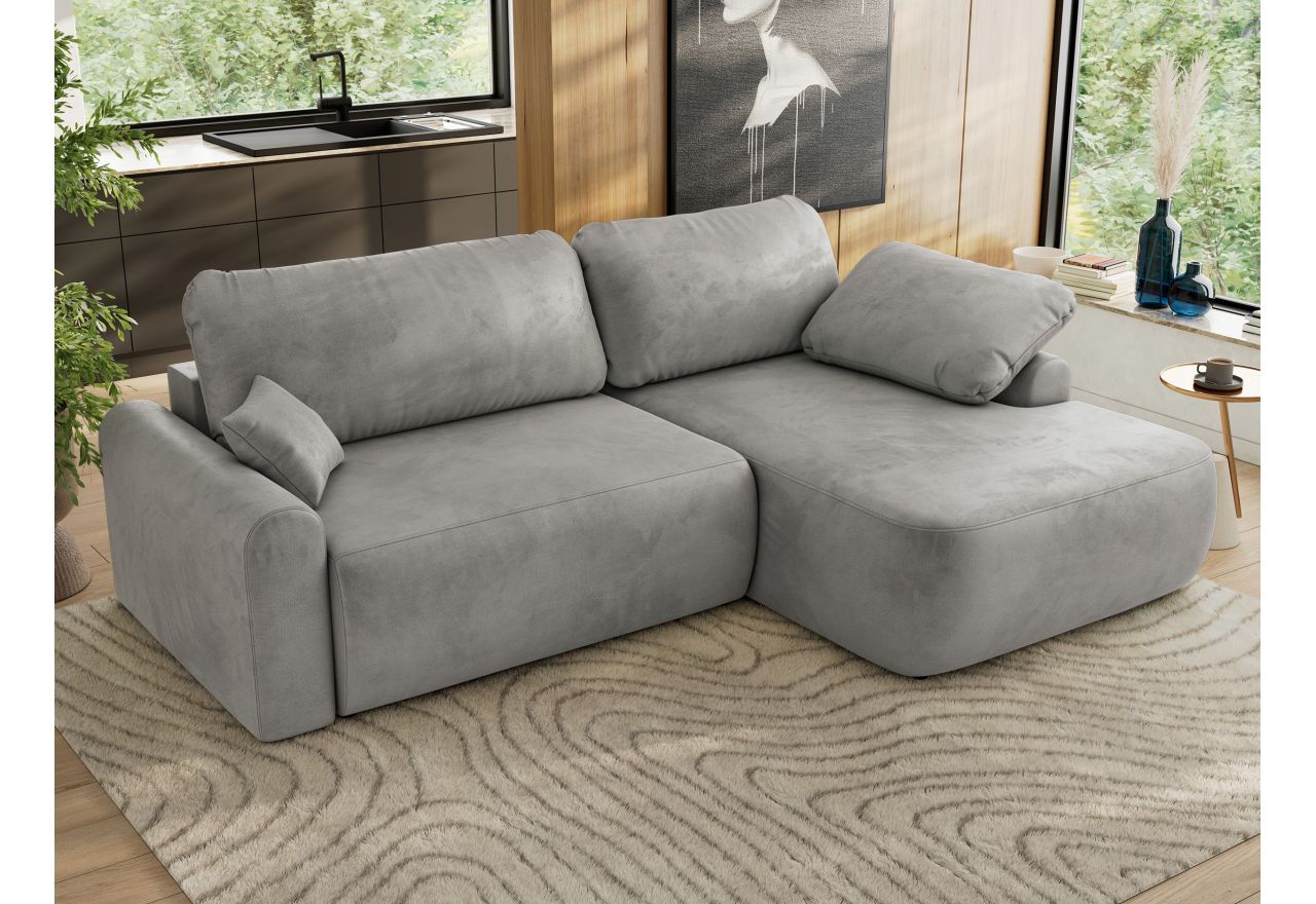 Narożnik CUBO L - strona prawa - jasnoszary, welwet