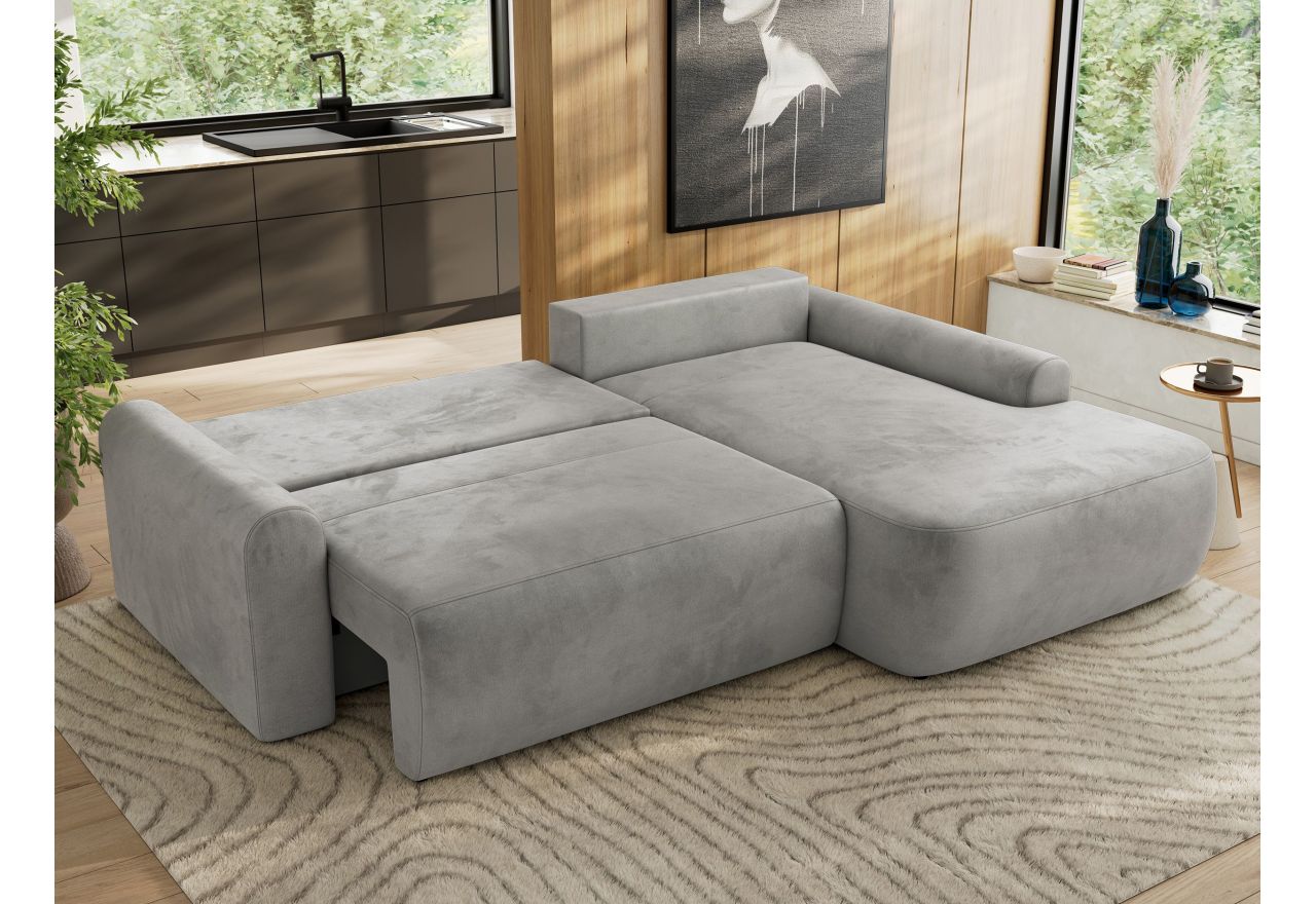 Narożnik CUBO L - strona prawa - jasnoszary, welwet