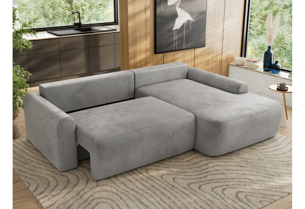 Narożnik CUBO L - strona prawa - jasnoszary, welwet