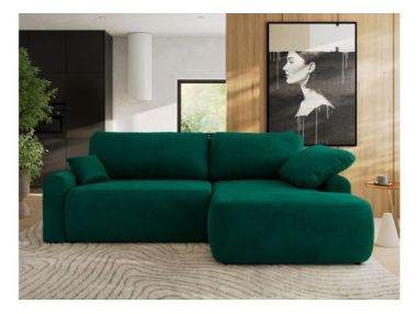 Narożnik CUBO L - strona prawa - ciemnozielony, welwet