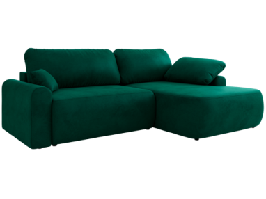 Narożnik CUBO L - strona prawa - ciemnozielony, welwet