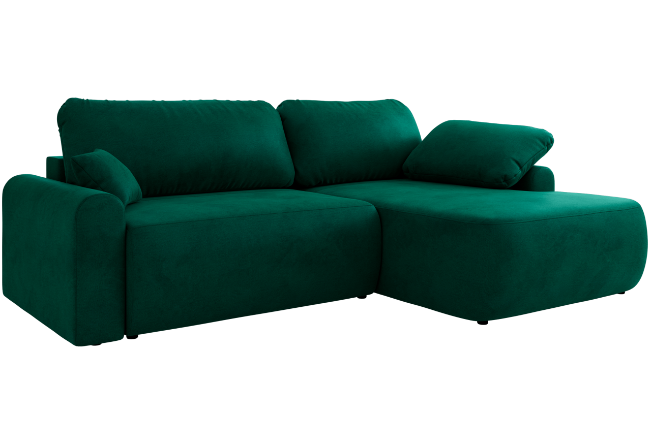 Narożnik CUBO L - strona prawa - ciemnozielony, welwet