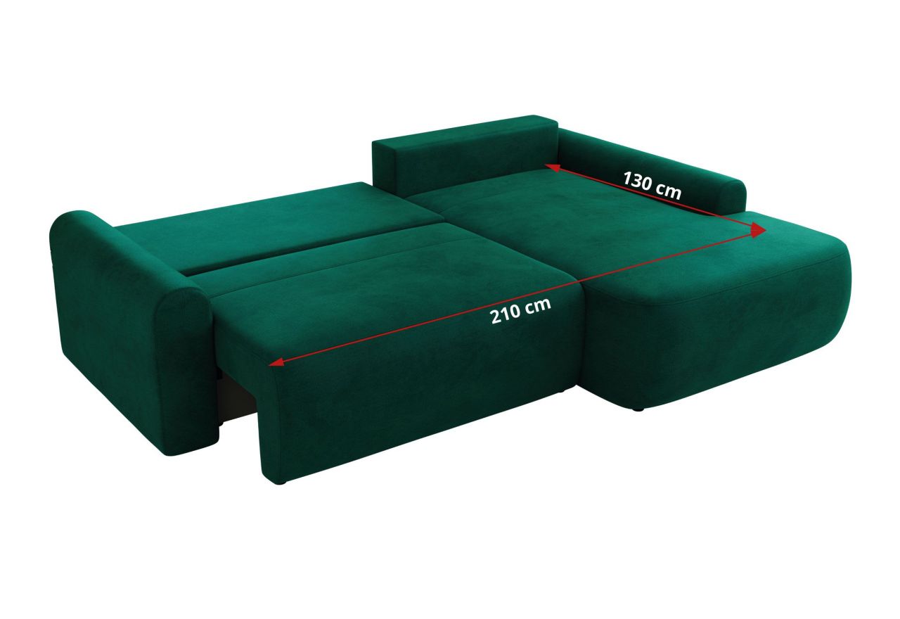 Narożnik CUBO L - strona prawa - ciemnozielony, welwet