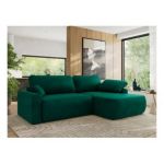 Narożnik CUBO L - strona prawa - ciemnozielony, welwet