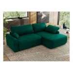 Narożnik CUBO L - strona prawa - ciemnozielony, welwet