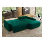 Narożnik CUBO L - strona prawa - ciemnozielony, welwet