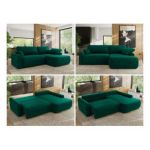 Narożnik CUBO L - strona prawa - ciemnozielony, welwet