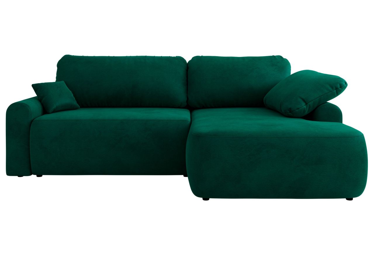 Narożnik CUBO L - strona prawa - ciemnozielony, welwet