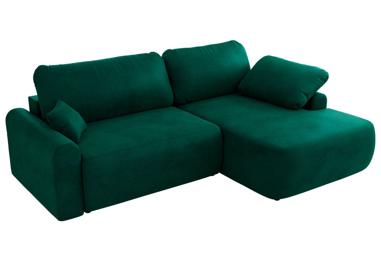 Narożnik CUBO L - strona prawa - ciemnozielony, welwet