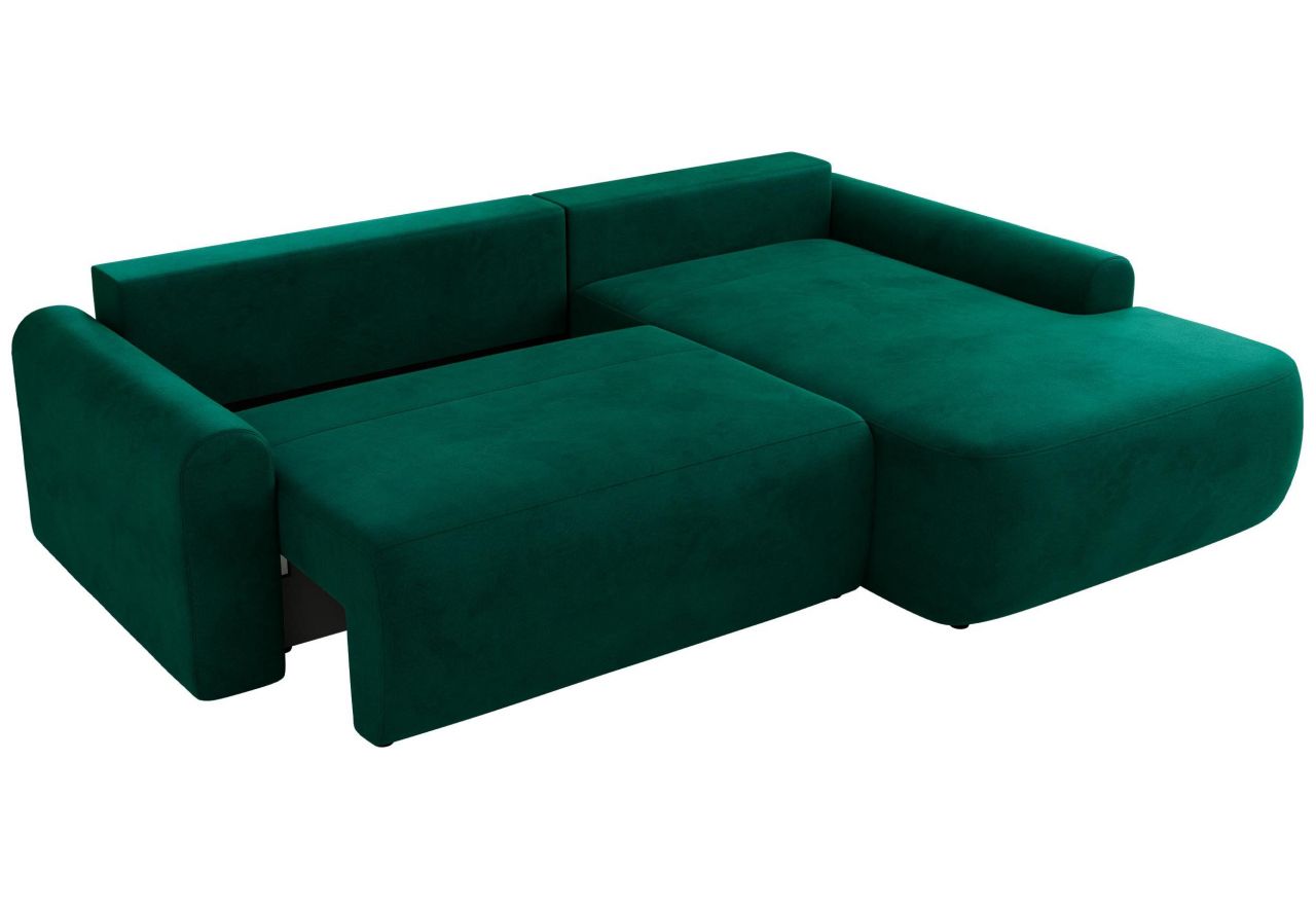 Narożnik CUBO L - strona prawa - ciemnozielony, welwet